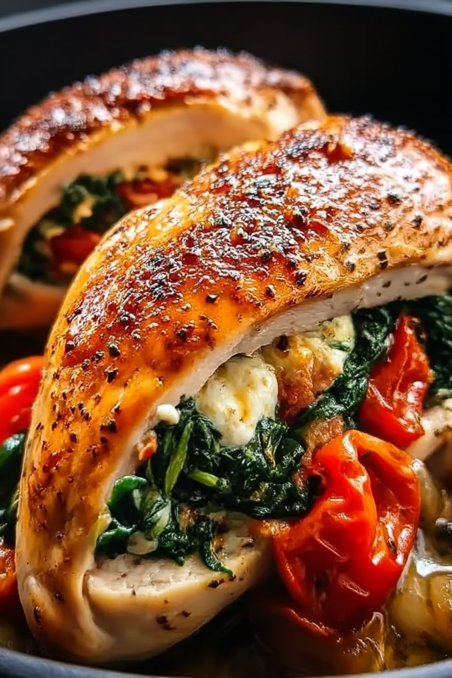 Roasted Red Pepper, Spinach, and Mozzarella Stuffed Chicken image 2