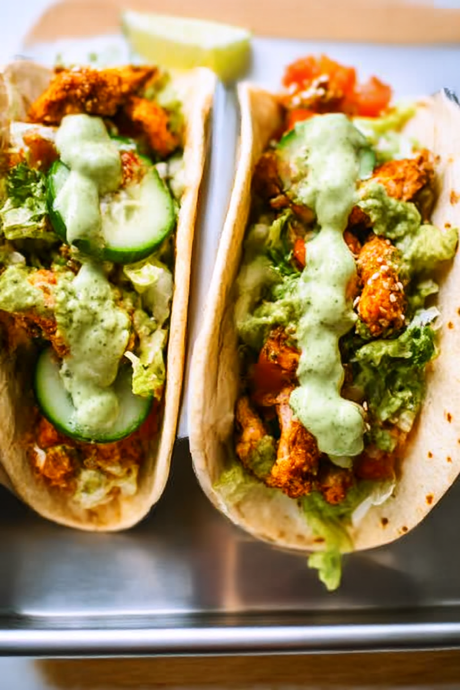 Teriyaki Chicken Tacos with creamy sesame cucumbers image 2
