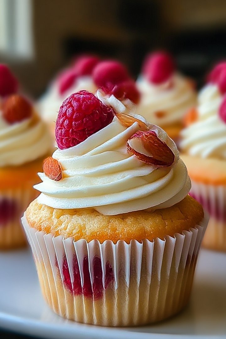 Almond Wedding Cake Cupcakes with Raspberry Filling image 2