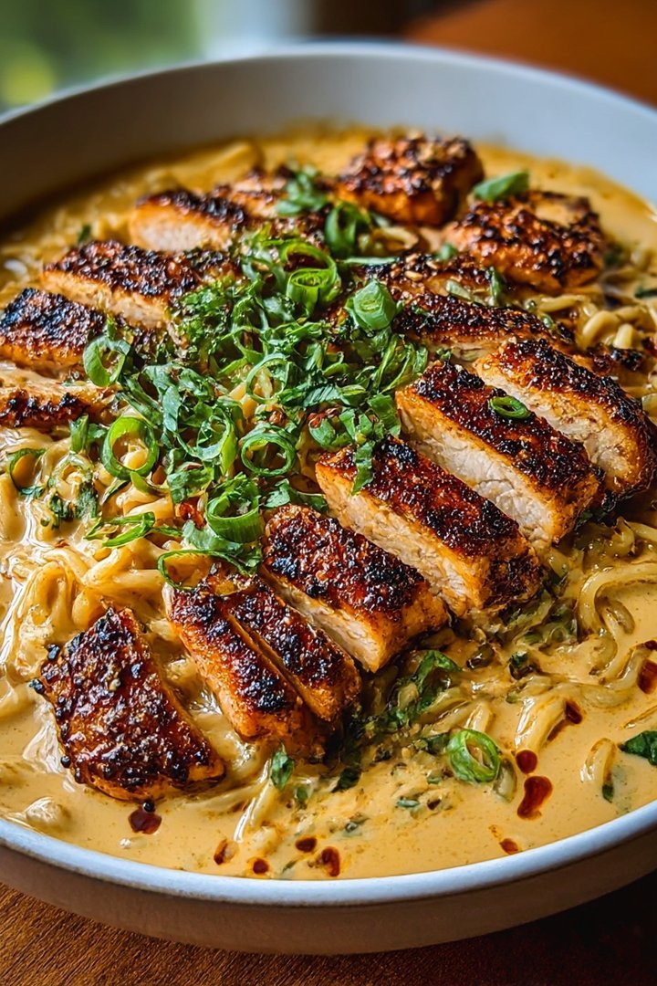 Fiery Chicken Ramen with Creamy Garlic Sauce image 2