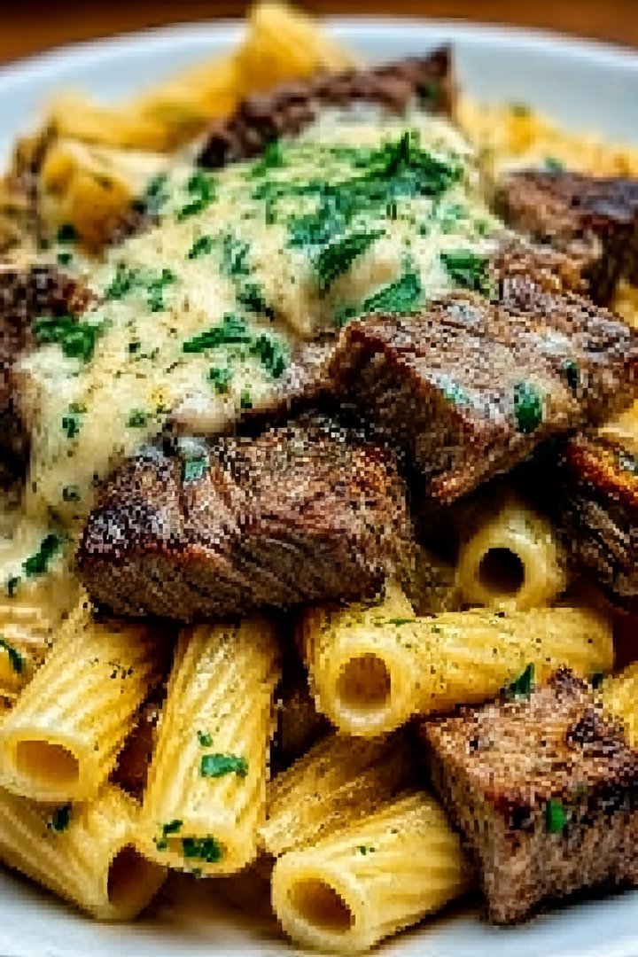 Mouthwatering Garlic Butter Steak with Cheesy Rigatoni Bliss image 2