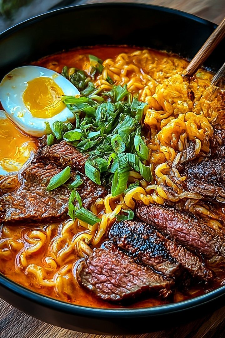 Ultimate Spicy Korean Ramen Recipe with Grilled Beef & Creamy sauce image 2