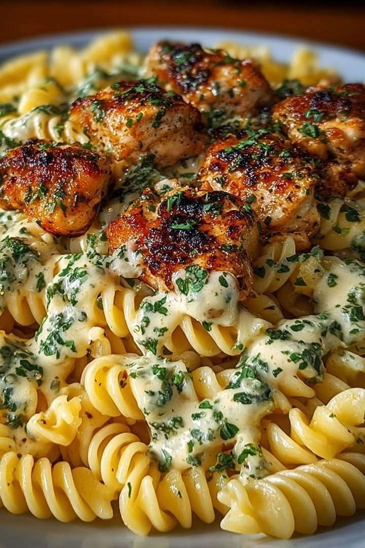 Cheesy Twisted Pasta with Creamy Garlic Parmesan Chicken image 2