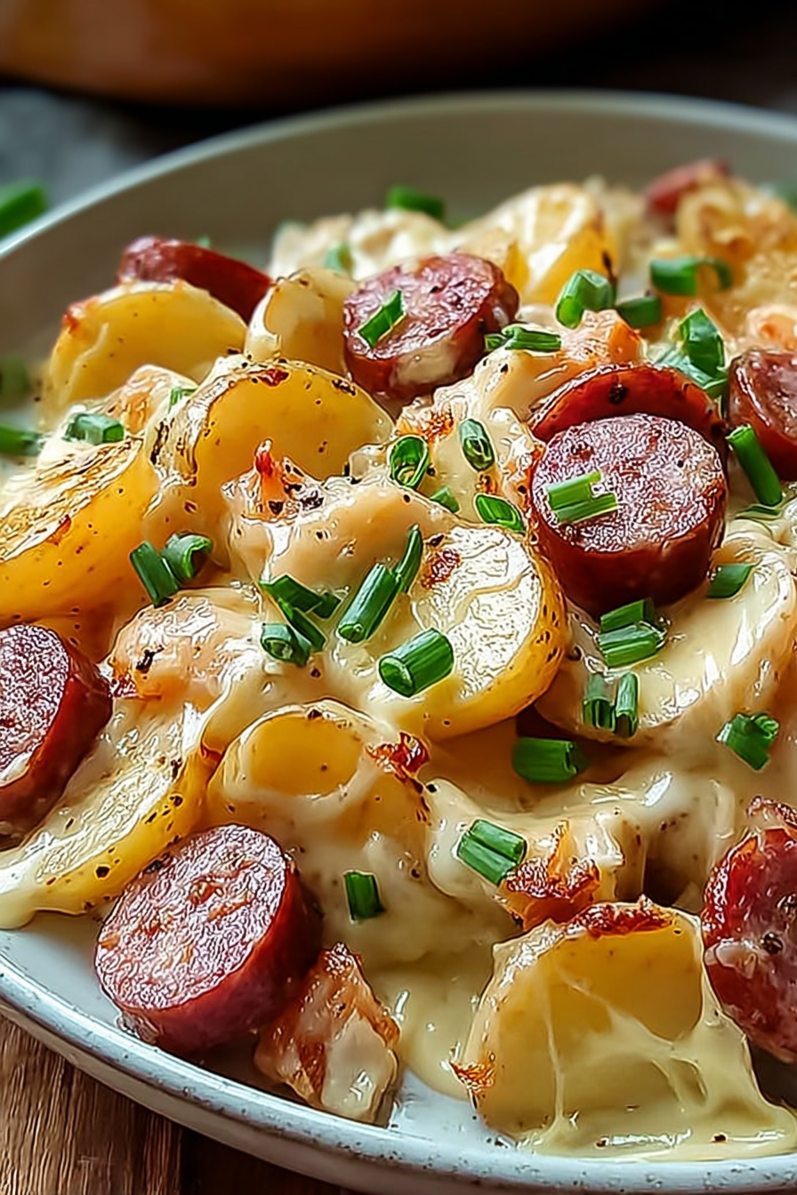One-Pan Cheesy Chicken Chicken Chicken Sausage Potato Bake image 2