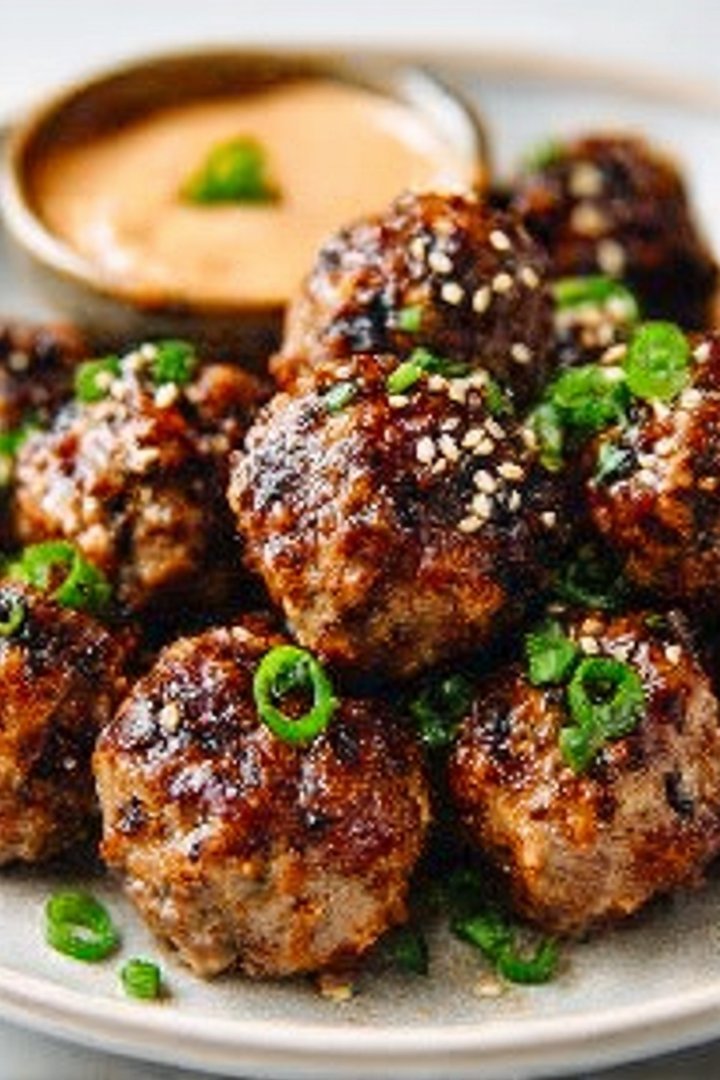 Tender Korean BBQ Meatballs with Spicy Mayo Dip image 2